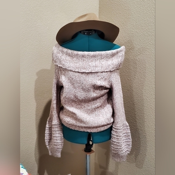 SLEEPING ON SNOW THE NEVES DUSTY ROSE MARBLE OFF SHOULDER SWEATER WOMEN SMALL - Picture 4 of 12